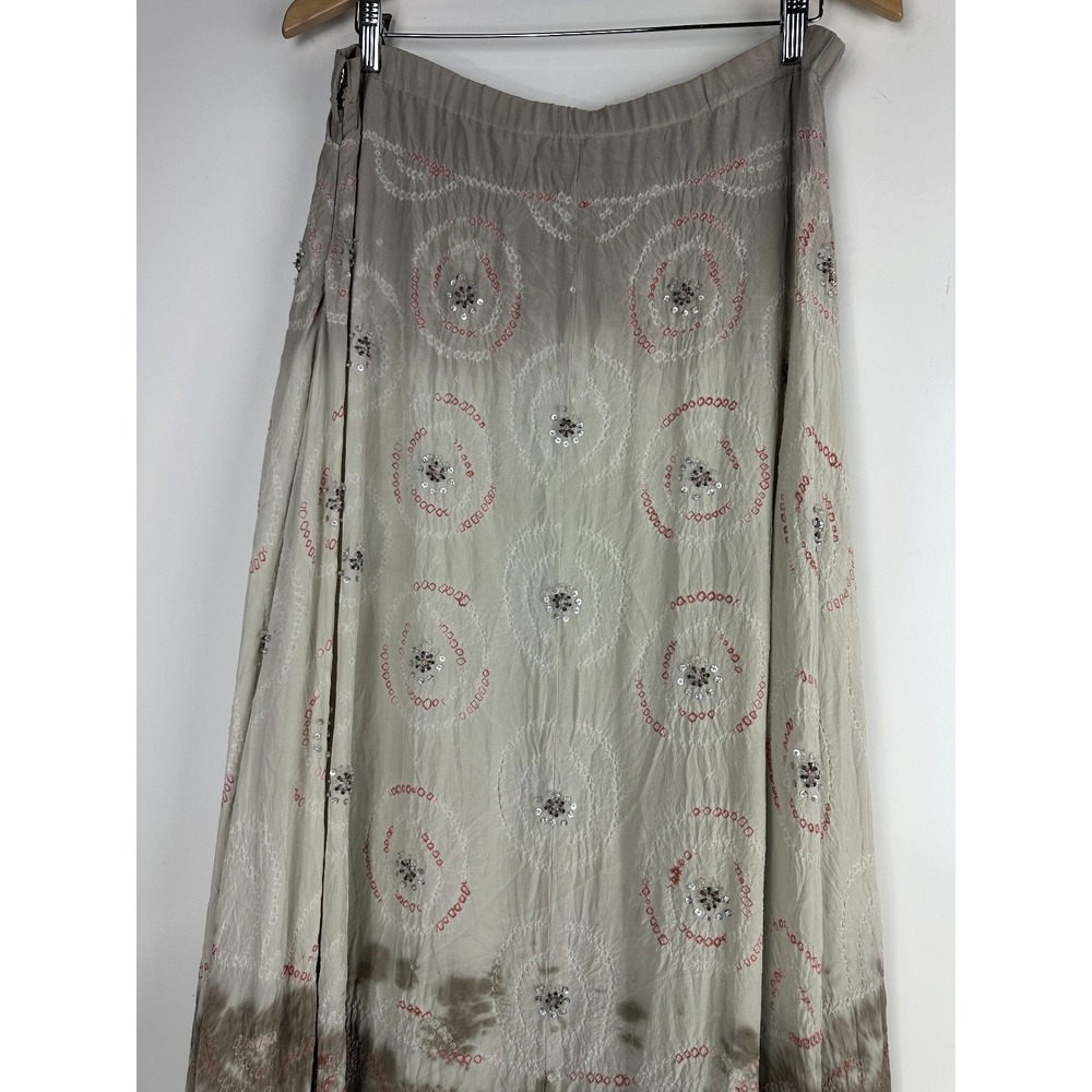 Jane Seymour Silk Skirt Size 12 MS Gypsy Boho Ethereal Beaded Sequin Maxi Ombre - Picture 12 of 15